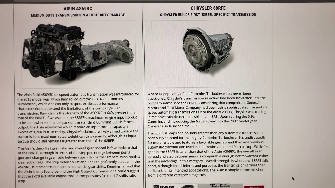 Aisin Transmission Vs 68rfe Differences